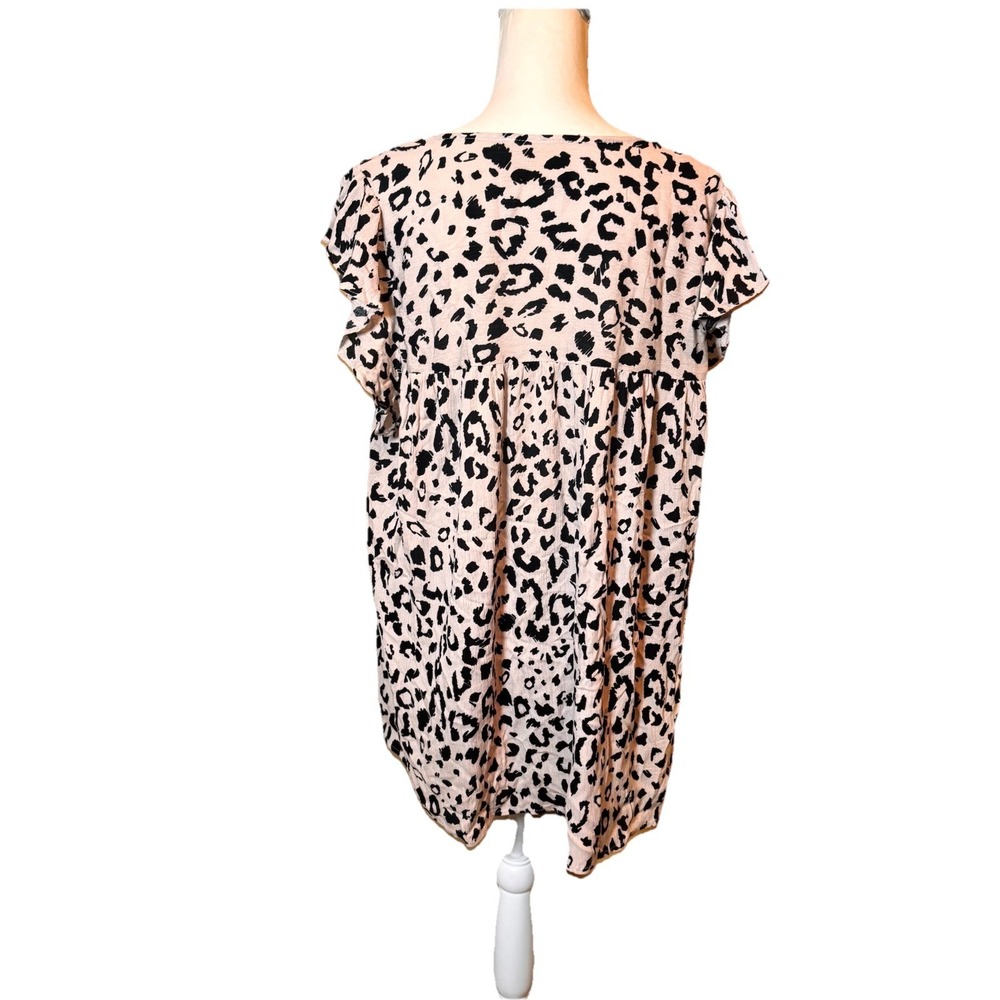 Savanna Jane Top Womens 2X Boho Embroidered Floral Leopard Print Blouse - Picture 2 of 5